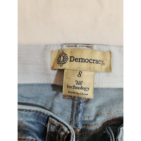 Democracy Jeans Womens Sz 8 Blue "Ab" Solution Technology Whiskers Distressed - Picture 2 of 15